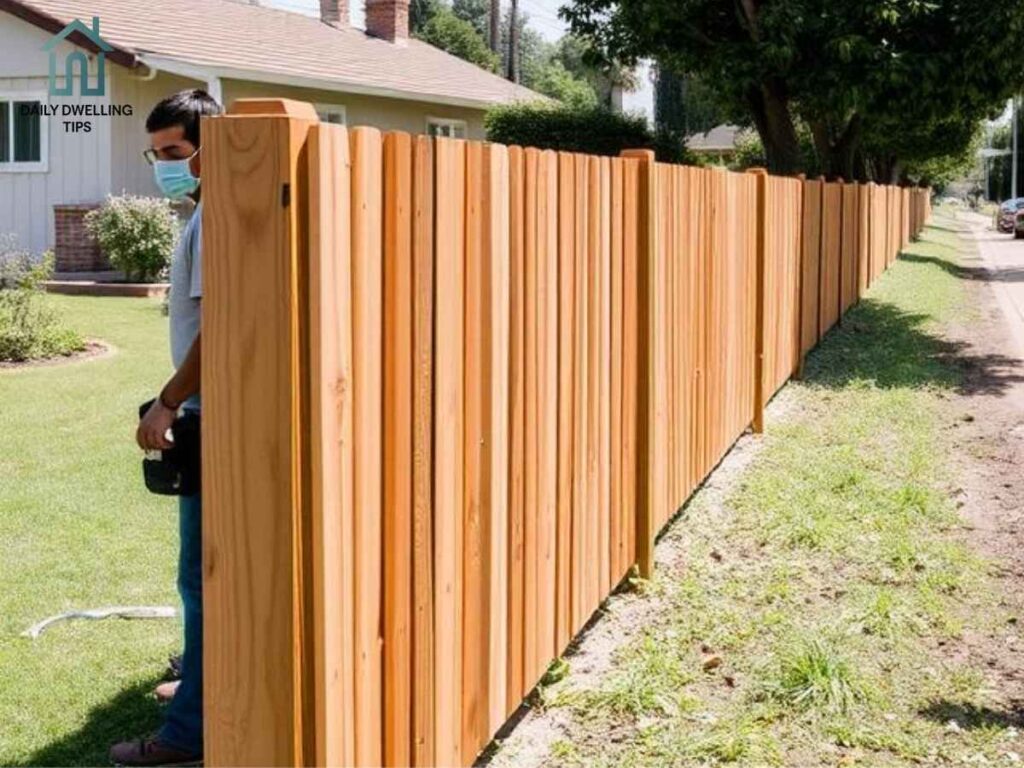 South Land Park Fence Installation Tips: The Ultimate Guide for Los Angeles Homeowners 2 Fence installation team secures wooden posts along South Land Park Los Angeles property, showcasing durable materials and pro techniques