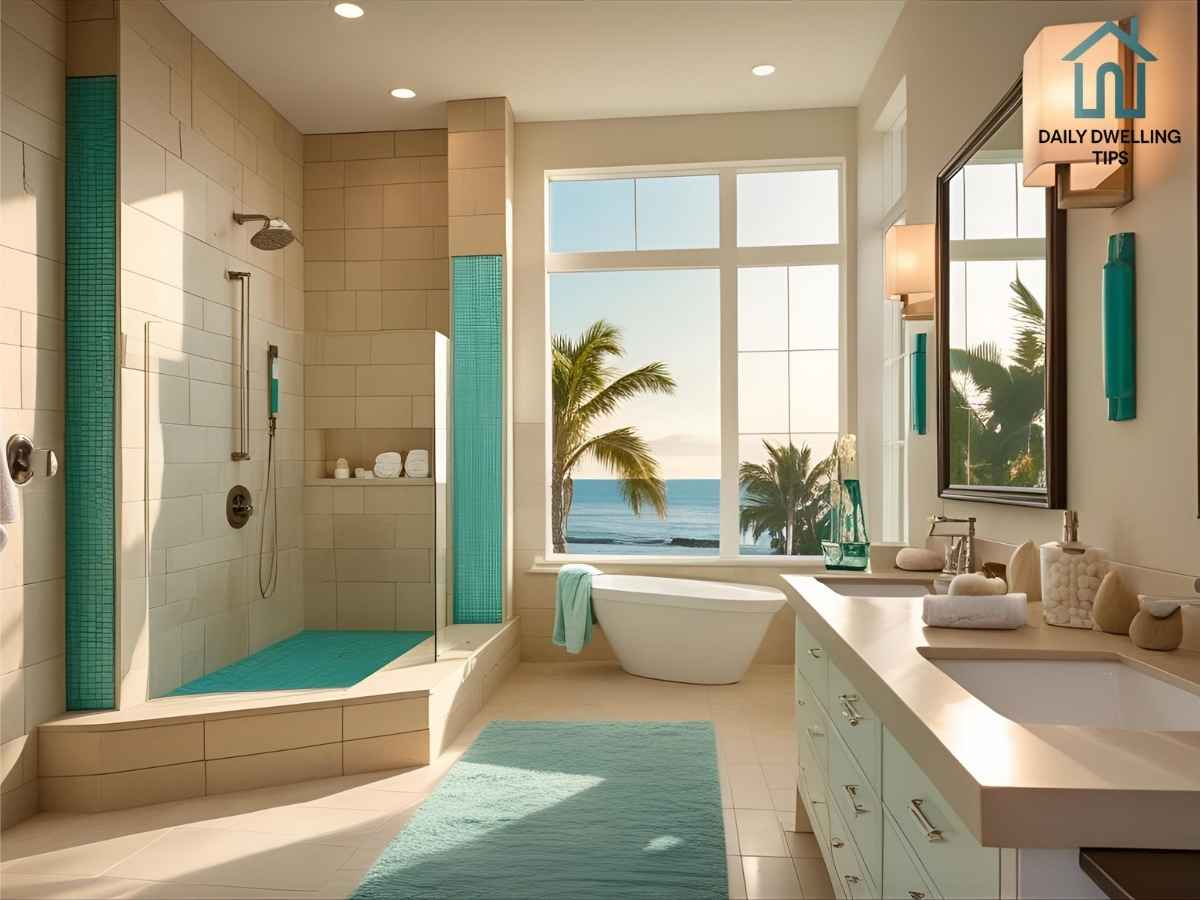 Affordable modern bathroom remodel with coastal accents in Los Angeles Del Mar home