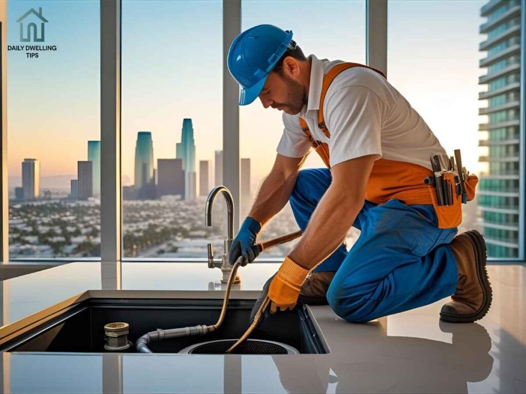Fixing Clogged Drains in Cambrian Condos: The Local’s Guide to Fast, Lasting Solutions in Los Angeles 1 Professional plumber fixing clogged drain in Los Angeles condo
