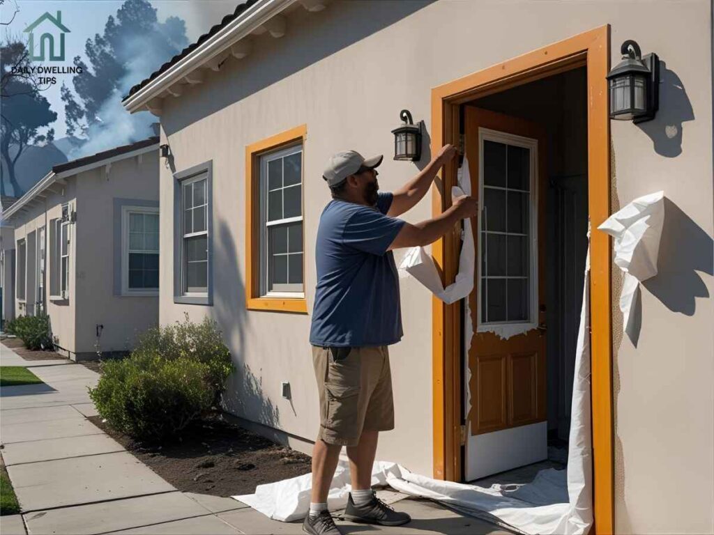 Protecting Palo Alto Homes from Wildfire Smoke in Los Angeles 2 Residents in Los Angeles’ Palo Alto neighborhood sealing doors and windows against wildfire smoke
