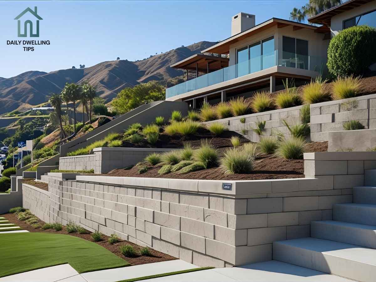 Durable retaining wall design securing Almaden Hills hillside property in Los Angeles
