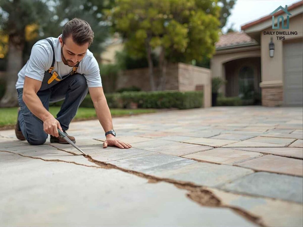 Belmont Heights Driveway Crack Repair: Your LA Local’s Guide to a Smooth Entrance 2 Professional repairing driveway cracks at a Belmont Heights Los Angeles residence
